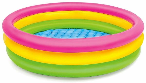 Надувной бассейн Intex Sunset Glow Pool зеленый/желтый/розовый, 56 л